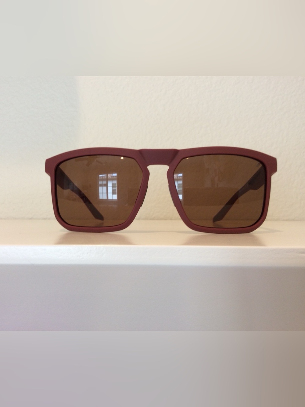 100% – RENSHAW – SOFT CRIMSON Matte Burgundy Square Sunglasses - NWOT
